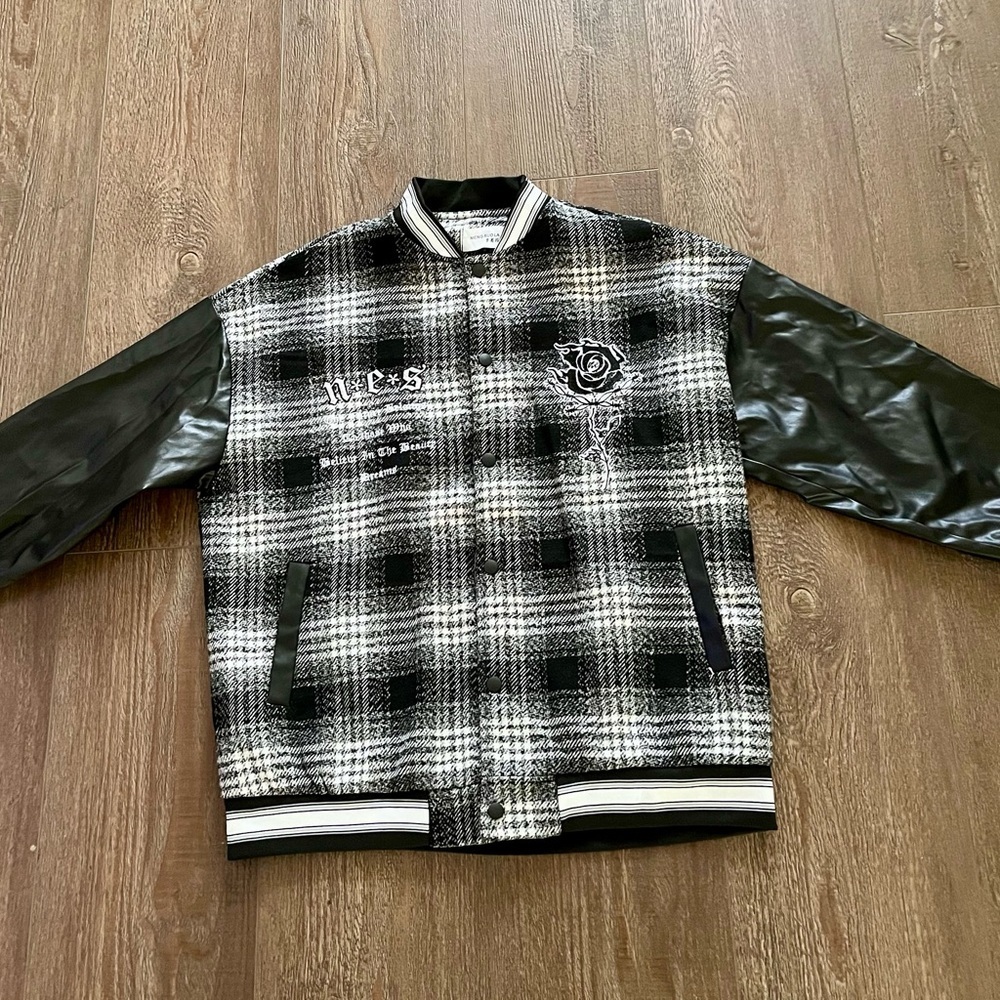 Black and White Plaid Men's Jacket